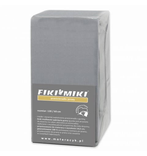 Fiki Miki - prześcieradło jersey 120x60 | Szare